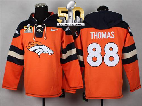 Nike Broncos #88 Demaryius Thomas Orange Super Bowl 50 Player Pullover NFL Hoodie